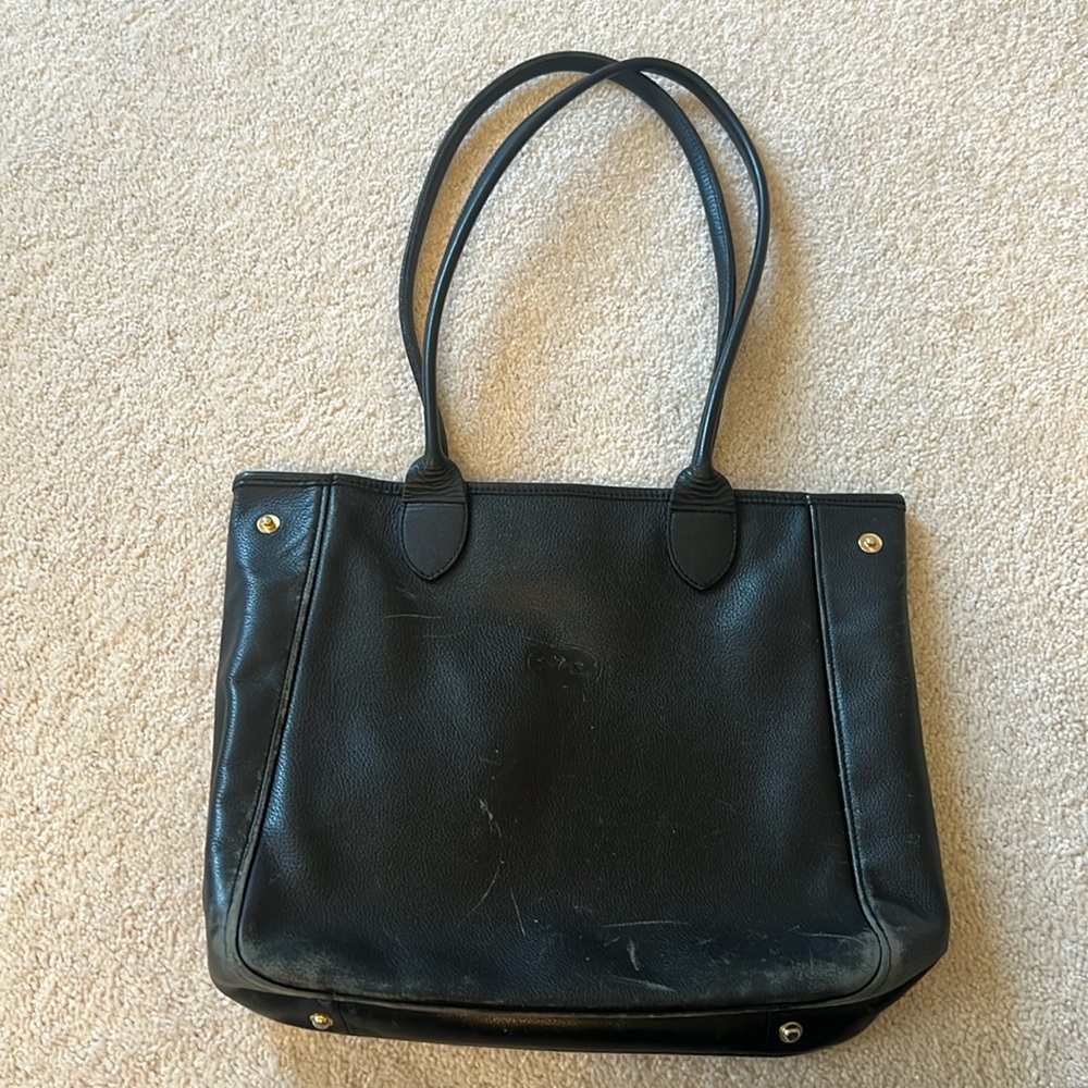 Longchamp black leather tote